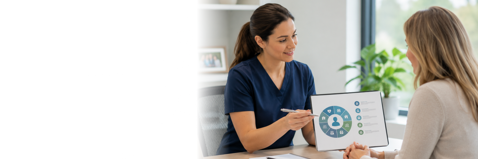 Doctor outlining life care planning in Florida for patient