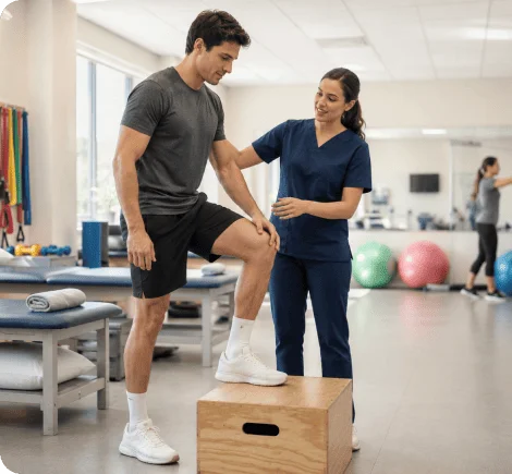 Therapist guiding recovery at a physical rehabilitation center in Fort Myers, FL
