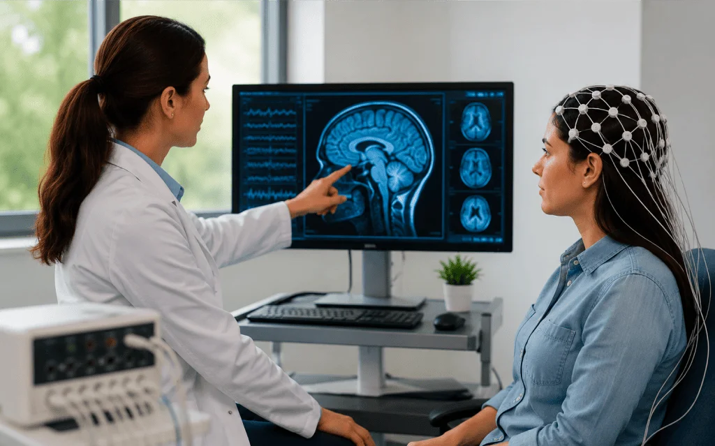 Doctor conducting neurology testing in Florida with patient