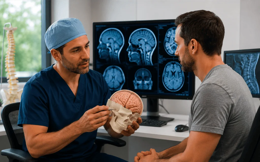 Surgical team performing neurosurgery in Florida