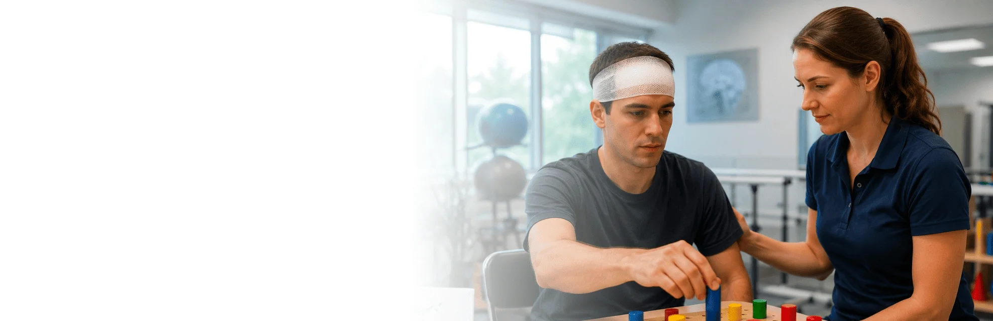 Patient in therapy for traumatic brain injury rehab in Florida