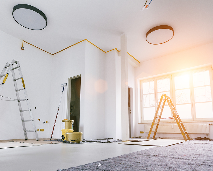 Contractors renovating a residence during home remodeling in Los Angeles.