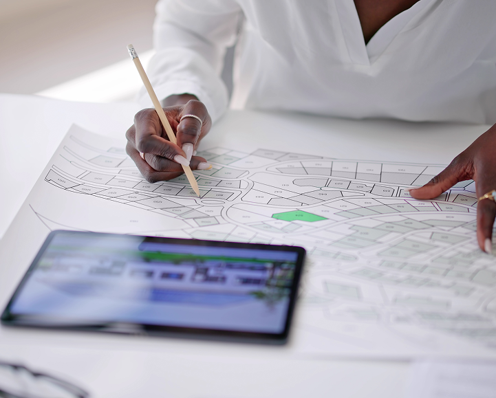 Homeowners reviewing plans with a bathroom remodeling contractor in Los Angeles.