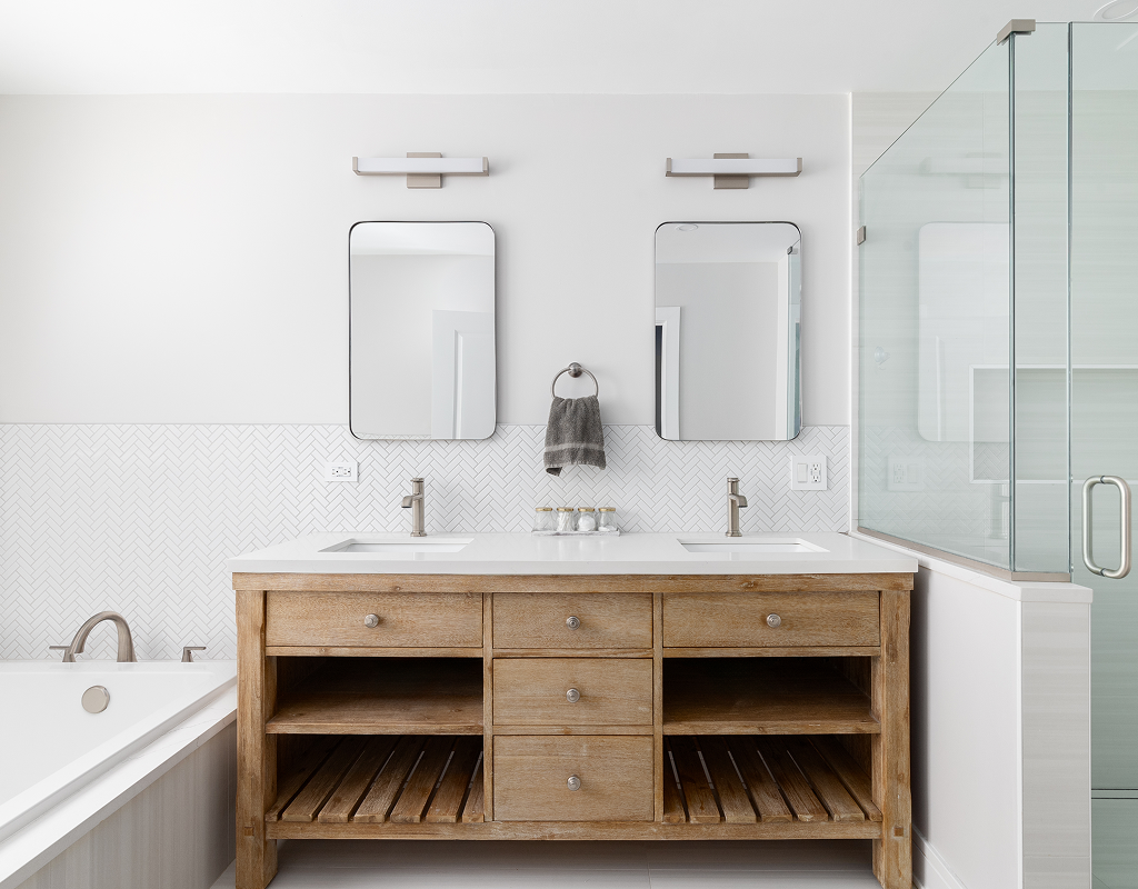 Elegant vanity installed during bathroom remodeling in Los Angeles.