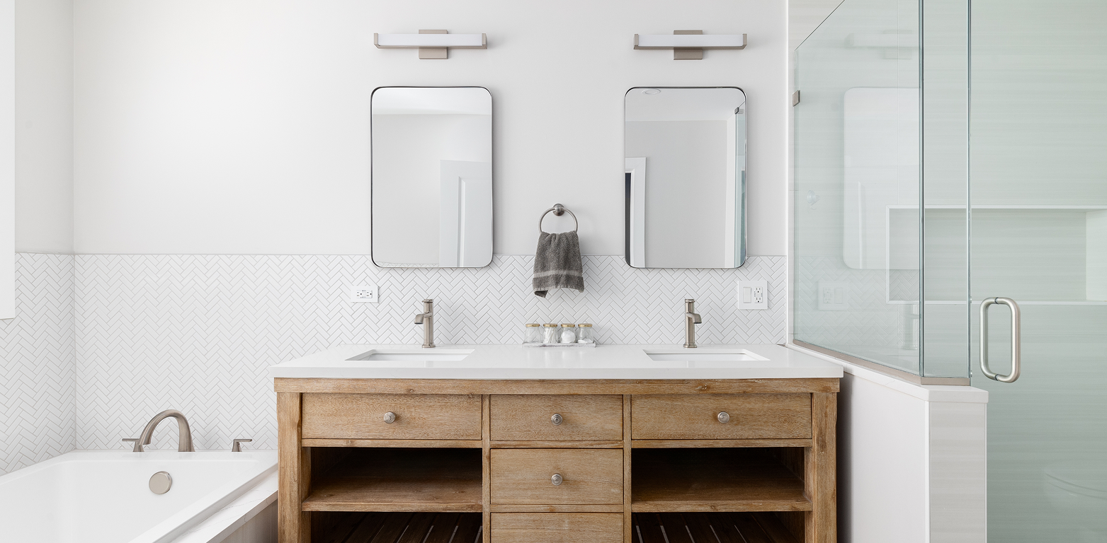 Elegant vanity installed during bathroom remodeling in Los Angeles.