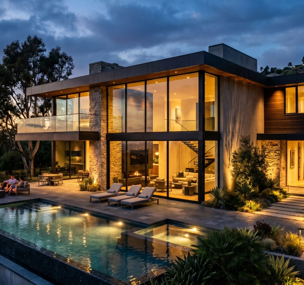 Team reviewing plans with real estate developers in Los Angeles County.