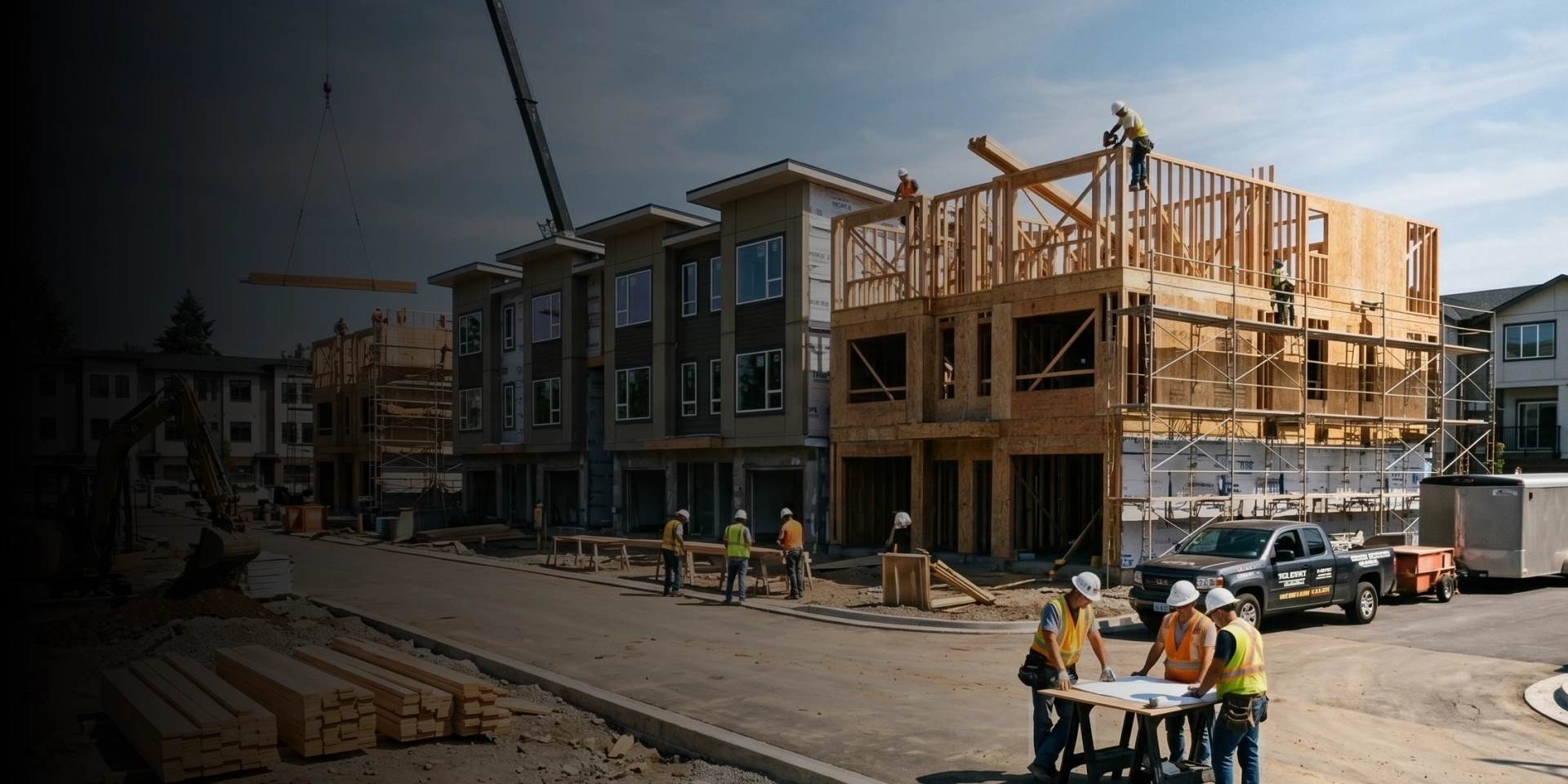 Investors reviewing investment property construction plans in California.