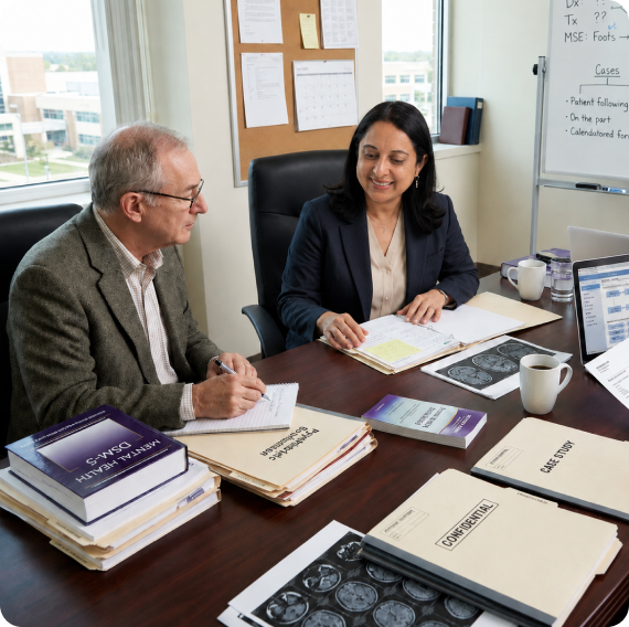 Corporate mental health consulting during a leadership meeting