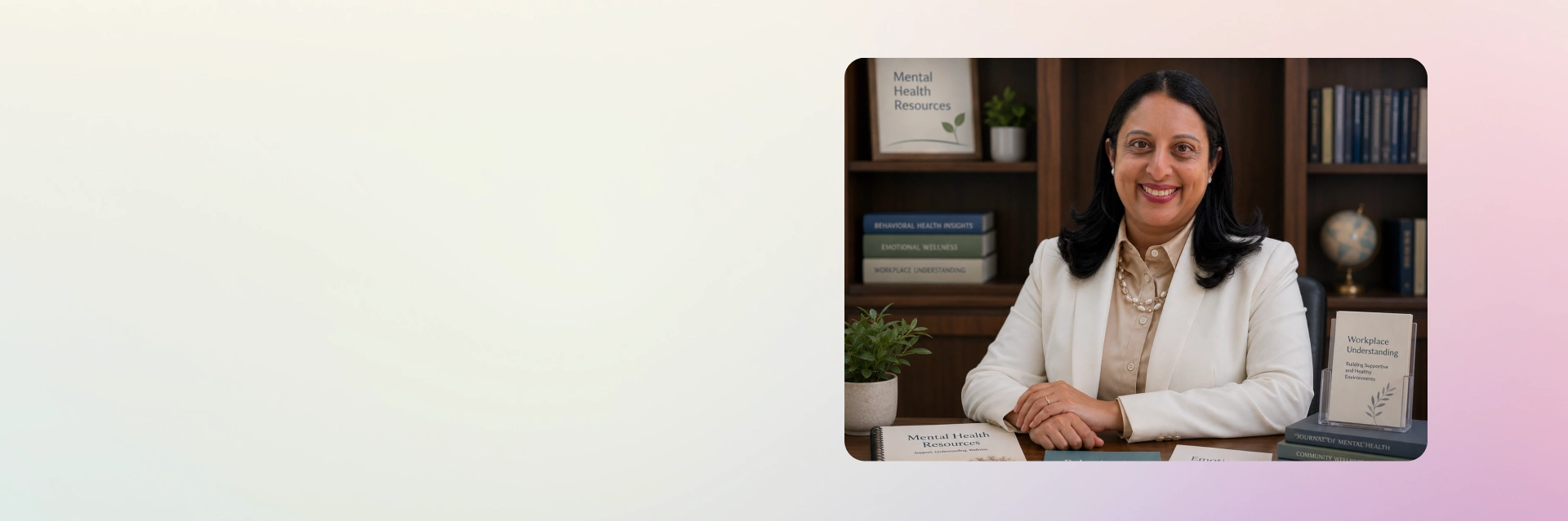 Workplace mental health consulting materials on an office desk