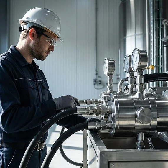 Hydro jetting high-pressure pipe cleaning