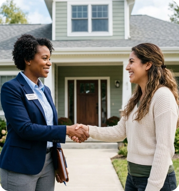Couple reviewing documents for a home purchase