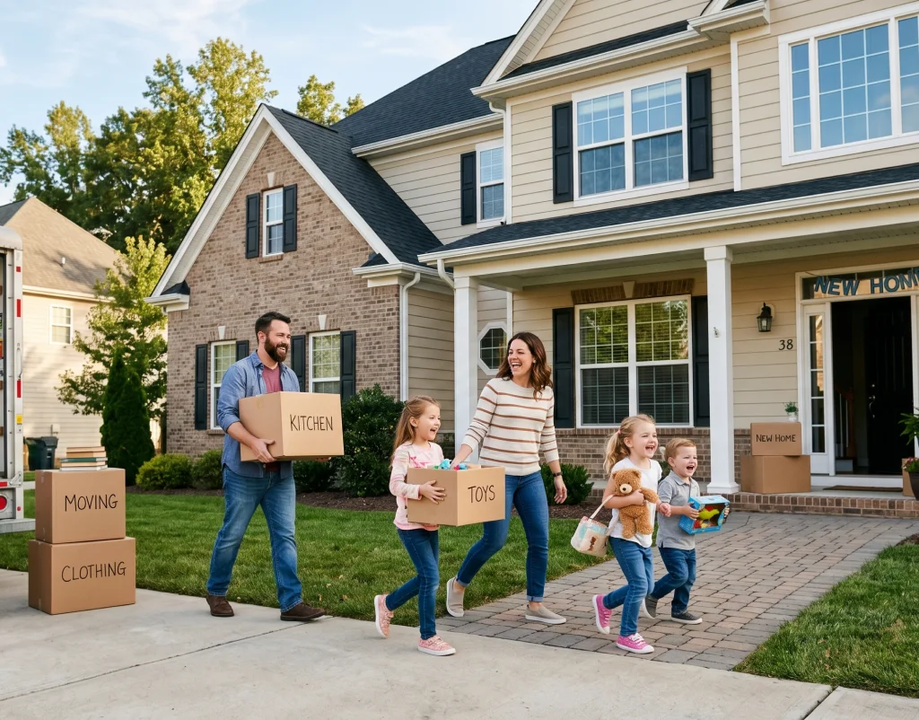 A family exploring Housing Solutions with a Real Estate Consultant in Canada.
