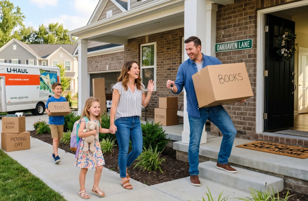 A family exploring Rent to Own opportunities with a housing advisor in Canada.
