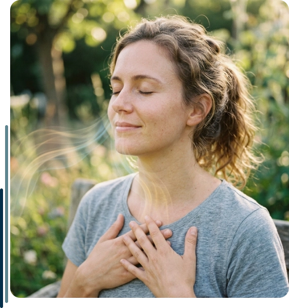 Person reflecting quietly during an individual life coaching session