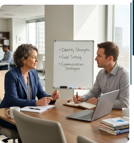 Professional exploring motivations through Enneagram coaching