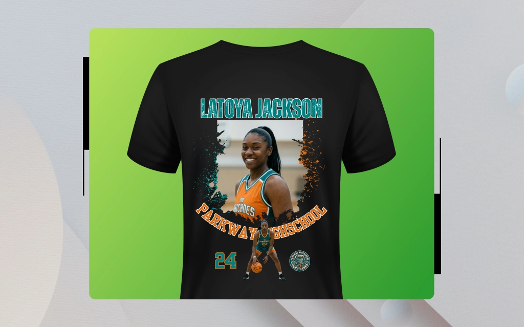 Athlete wearing custom sports t-shirts & hoodies before a game