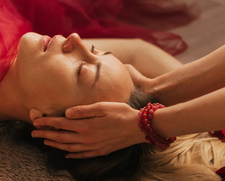 Deep relaxation during a Reiki session at Parm's Wellness Spa