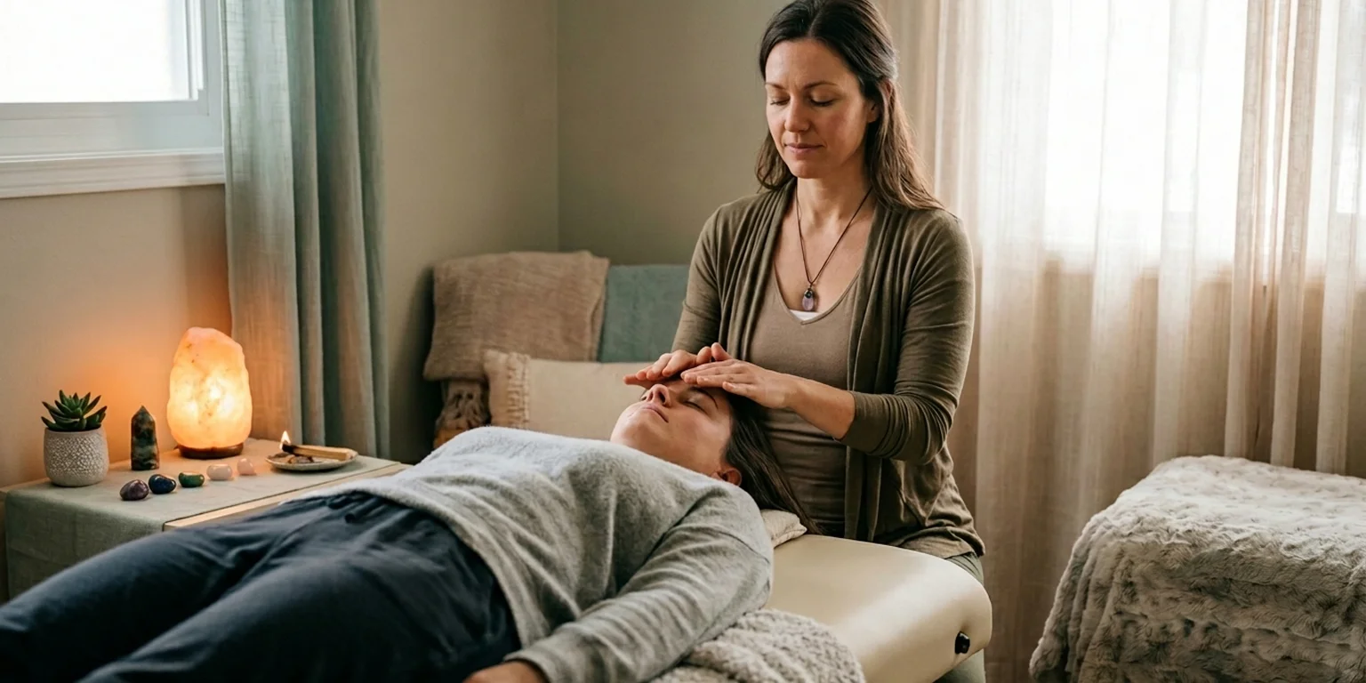Reiki healing session at Parm's Wellness Spa in Brampton