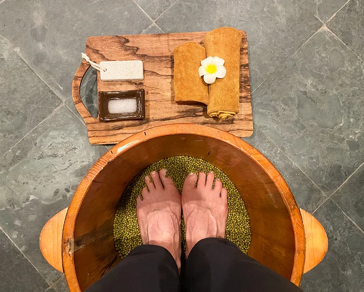 Calm foot detox treatment area at Parm's Wellness Spa