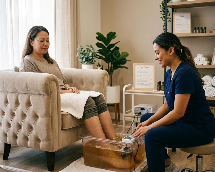 Relief for tired feet after a foot detox at Parm's Wellness Spa
