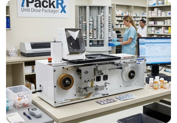 Automated medication packaging solutions processing unit dose medications.