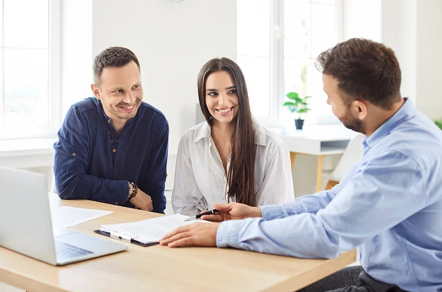 Family receiving immigration services guidance during a consultation