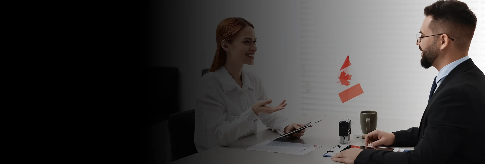A professional discussing Canadian work permit options in Winnipeg