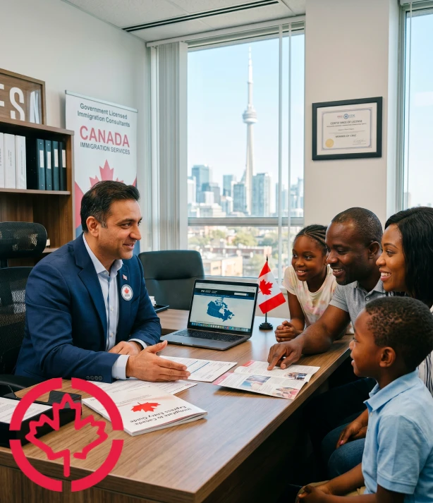 Professional meeting at a Canadian immigration firm in Winnipeg