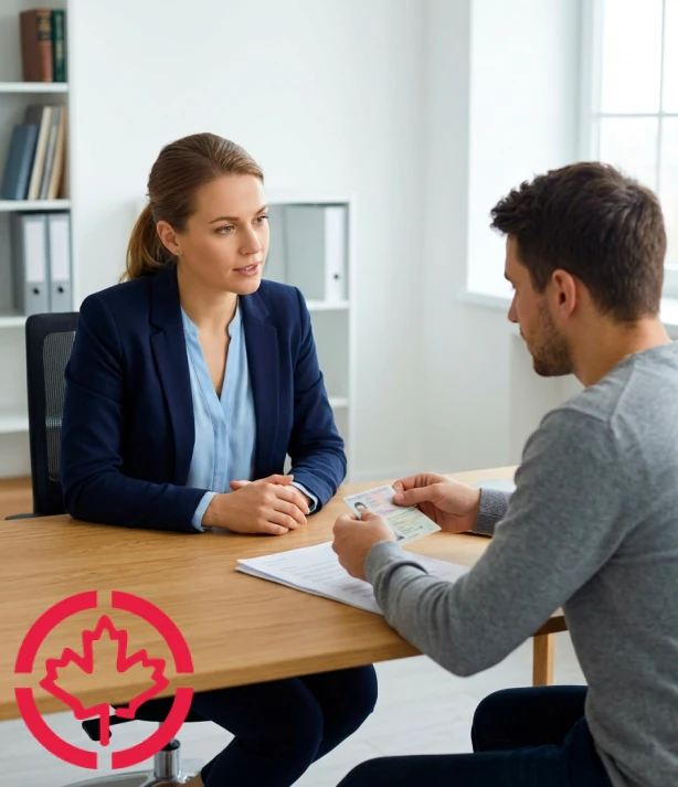 Immigration advisor reviewing Canadian spousal sponsorship paperwork