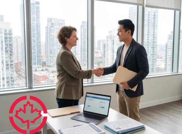 Immigration advisor reviewing Canadian spousal sponsorship paperwork