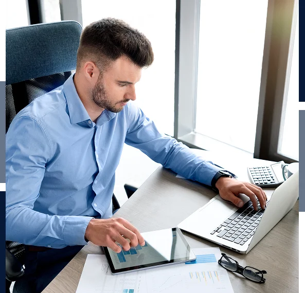 Business owner reviewing financial processes during a planning session