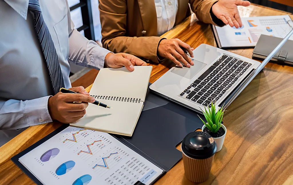Business owner reviewing bookkeeping for small businesses in Calgary records