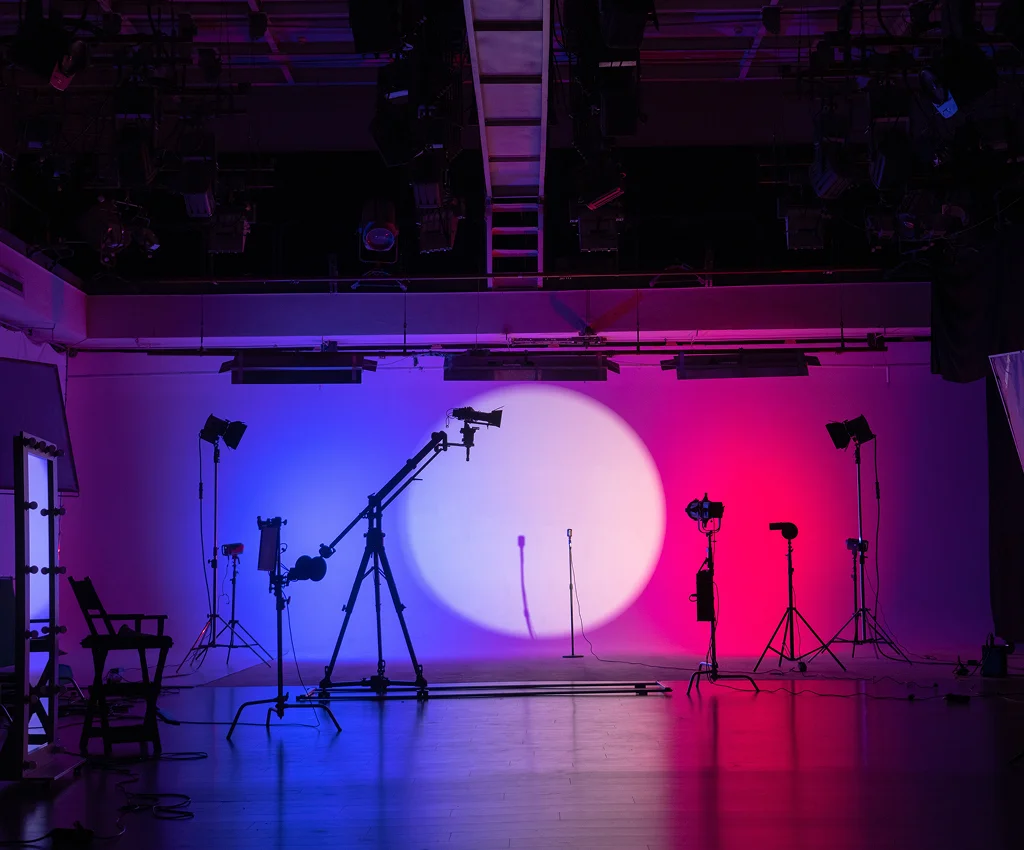 Professional crew filming cinematic video production in Kitchener at a modern office