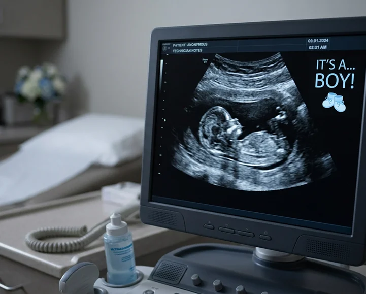 Gender reveal ultrasound appointment