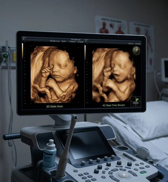 Sonographer capturing detailed 3D pregnancy images
