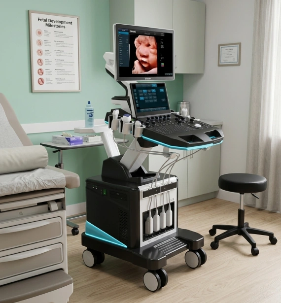 Experienced sonography team using advanced 3D and 4D imaging equipment