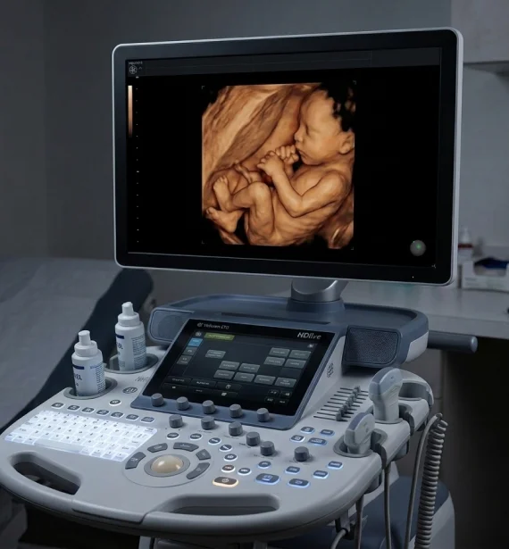 High-definition prenatal scan highlighting delicate facial features