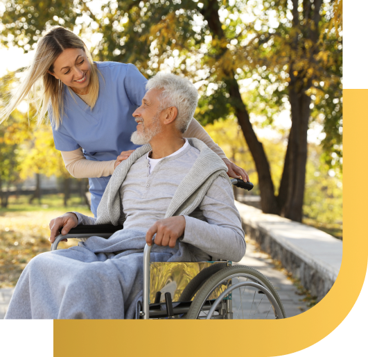Caregiver helping senior at home in Kentwood