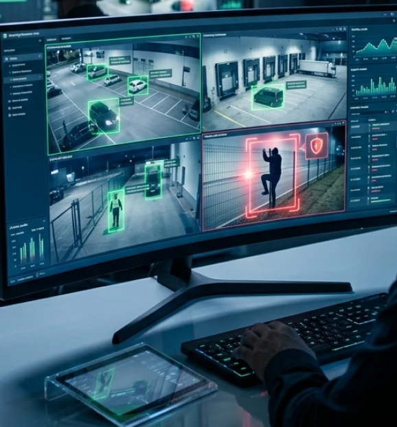 AI security monitoring in Vaughan protecting a distribution warehouse.