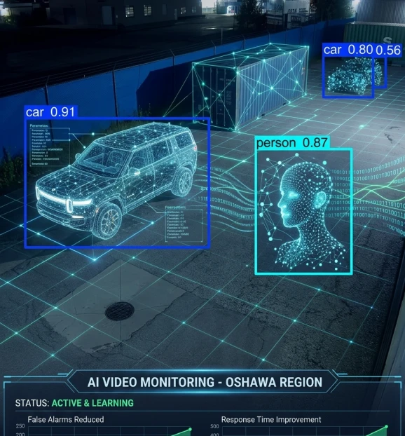 AI security monitoring in North York covering a commercial parking structure.