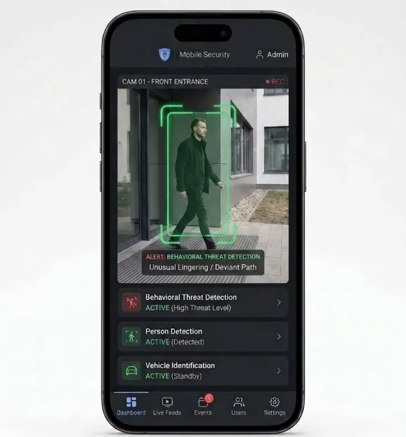 AI security monitoring in Ajax protecting a warehouse after closing hours.