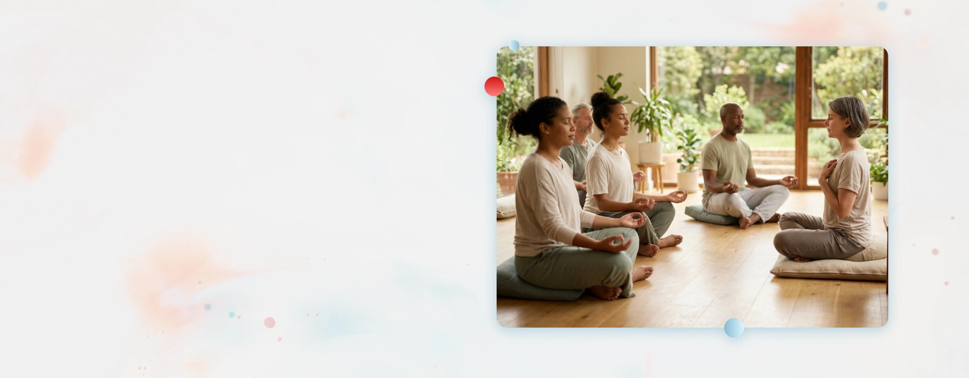 Guided breathing during a group meditation practice.