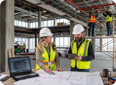 Fire sprinkler services supporting coordinated commercial construction