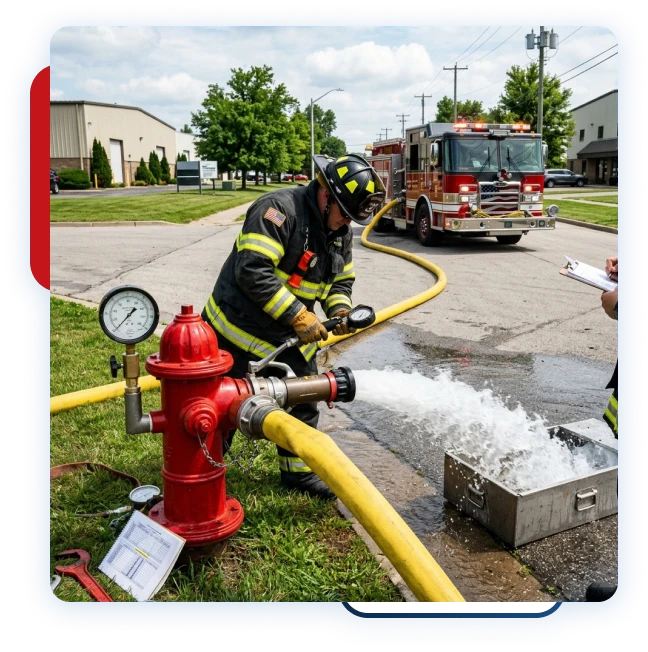 Fire flow testing supporting hydraulic calculations for a new building