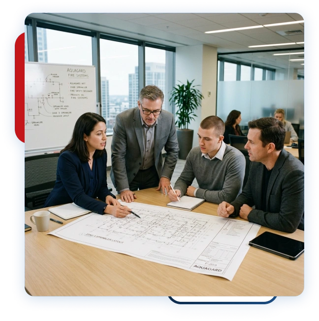 Commercial construction meeting at an Oakville project