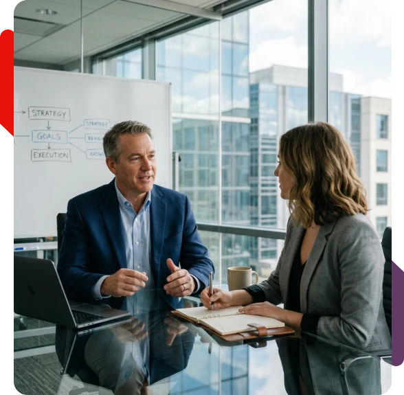 Professional receiving guidance through a laser focus coaching call.