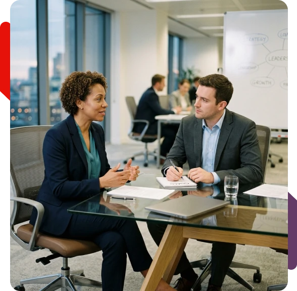 Manager improving presentation skills before an executive presentation.