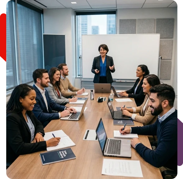 Business owner learning advanced communication in individual sales coaching.