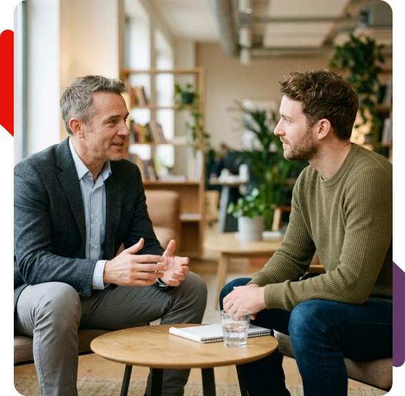 Life coaching session helping an individual build confidence.