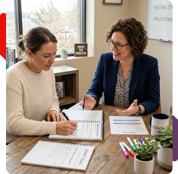 Professional improving focus through smart goal planning.